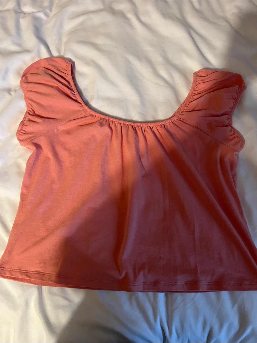Women’s Coral Puff Sleeve Scoop Neck Top